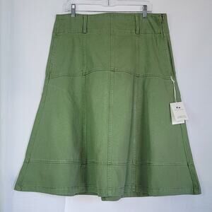 FREE ASSEMBLY Flared Skirt with Yoke Military Green w/Pockets Womens Size: 12